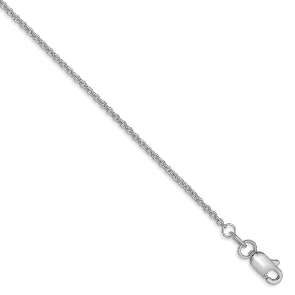 1.5mm 10k White Gold Solid Cable Chain Anklet, 10 Inch